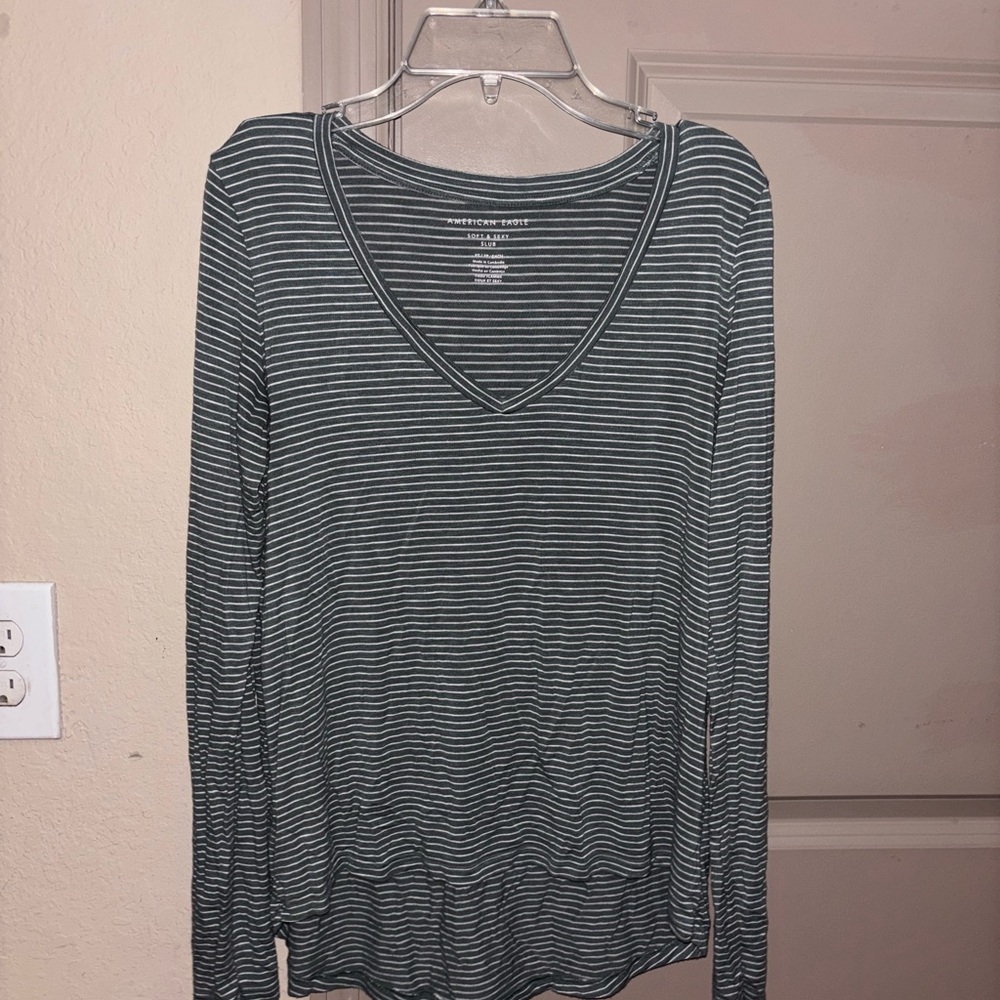 AEO Women's Long Sleeve Striped Top